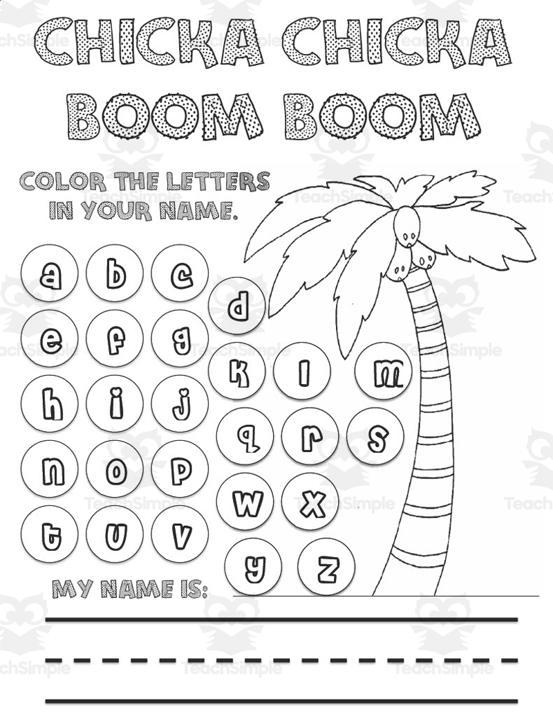 Chicka Chicka Boom Boom Worksheets