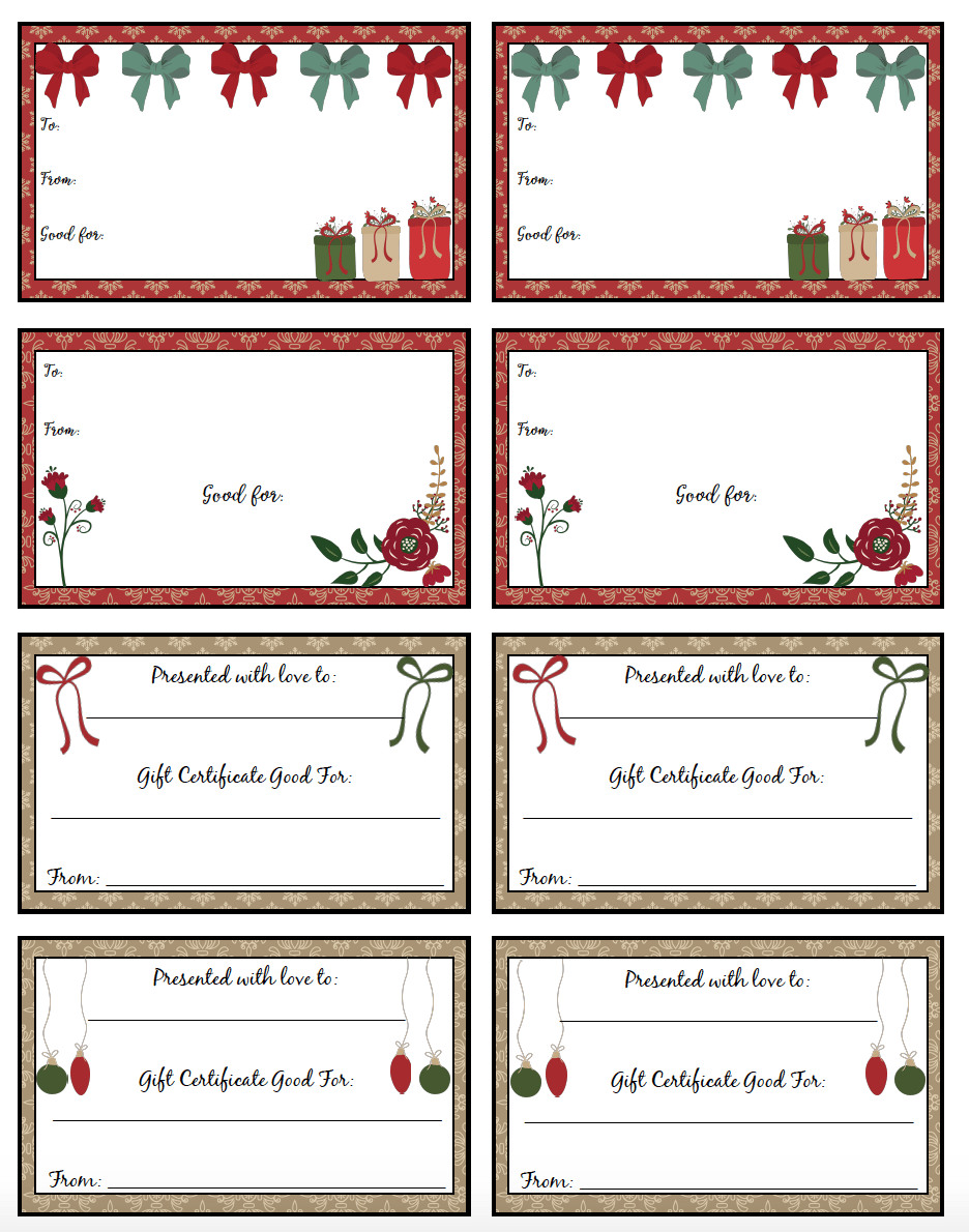 Christmas Gift Card Template Printable Templates Free Printable 