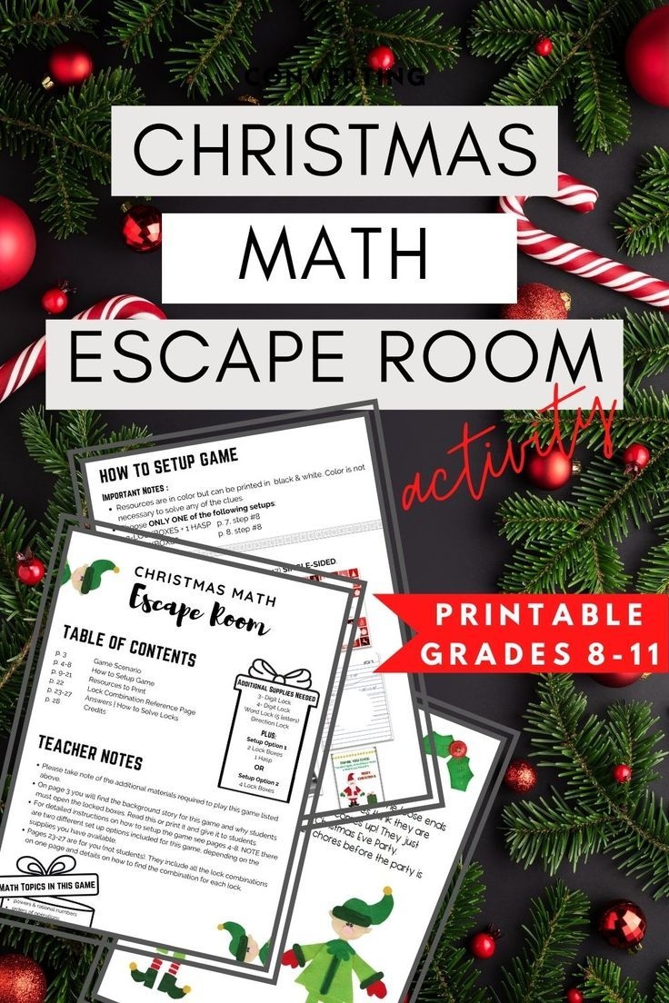 Christmas Math Escape Room Printable Game Christmas Math Christmas 