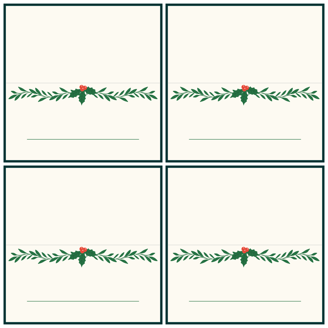 Christmas Table Place Cards Template Ccalcalanorte
