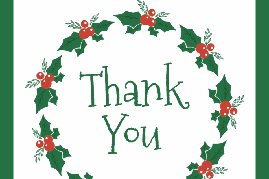 Christmas Thank You Card Templates 6 Free PDF Printables Printablee