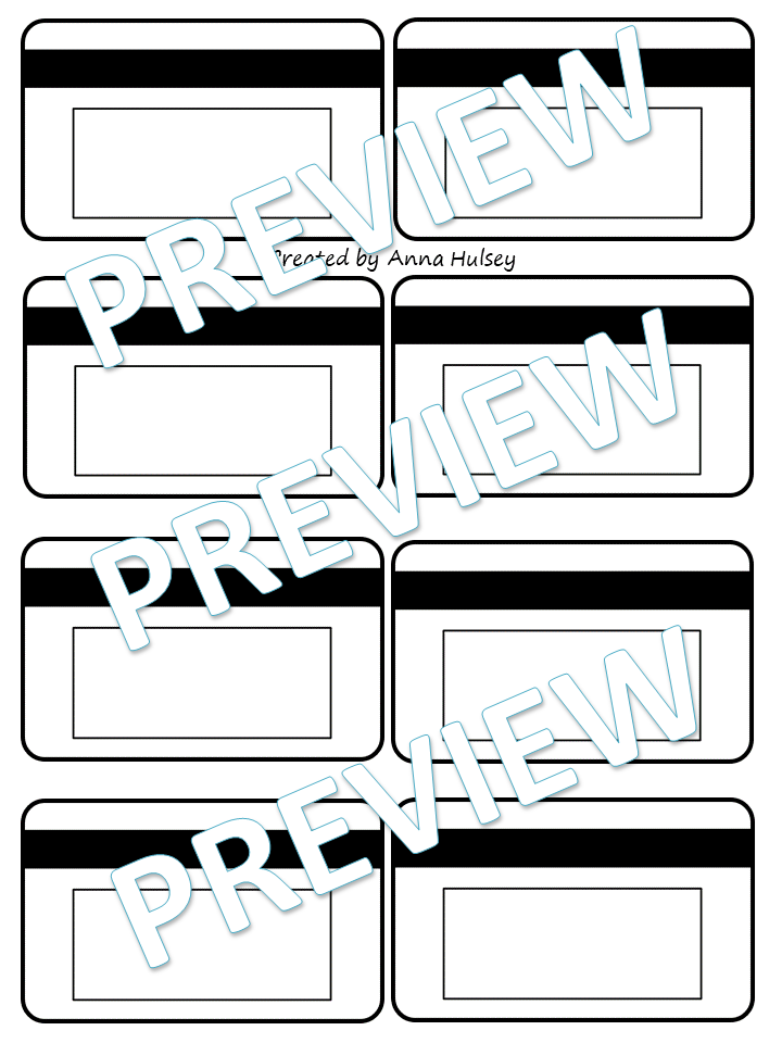 Classroom Economy Editable Dollars And Credit Card Templates My 