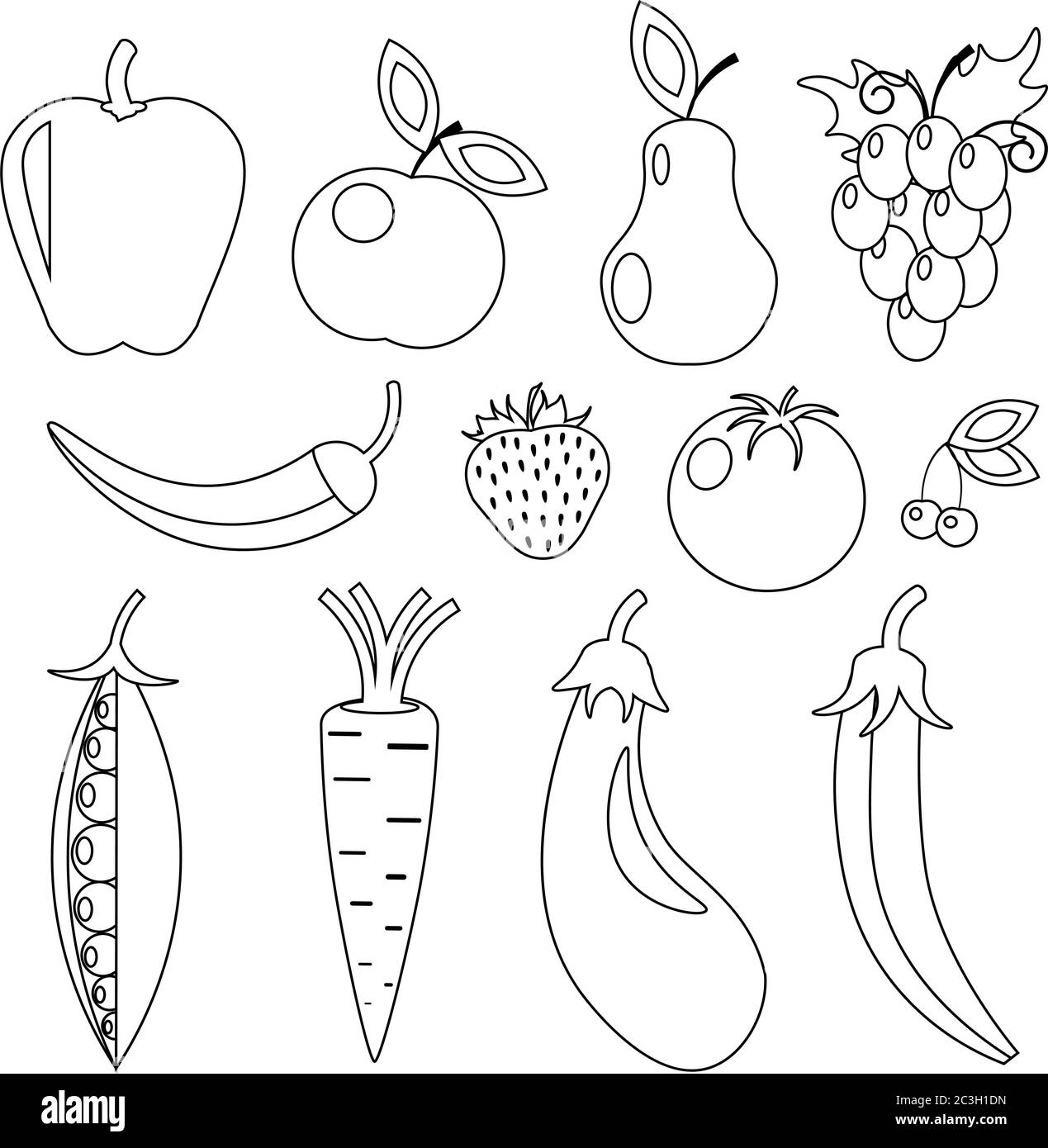 Collection Fruits Vegetables On White Black And White Stock Photos U0026 Images Alamy