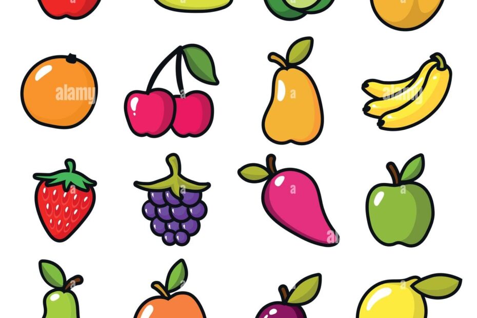 Collection Of Fruits In Cartoon Style Fruit Food Cartoon Apple And Lemon Banana And Sweet Pear Vector Illustration Stock Vector Image U0026 Art Alamy