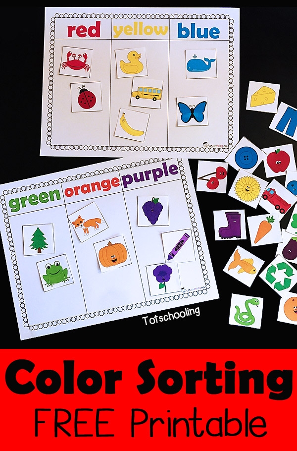 Color Sorting Printable Activity Totschooling Toddler Preschool 