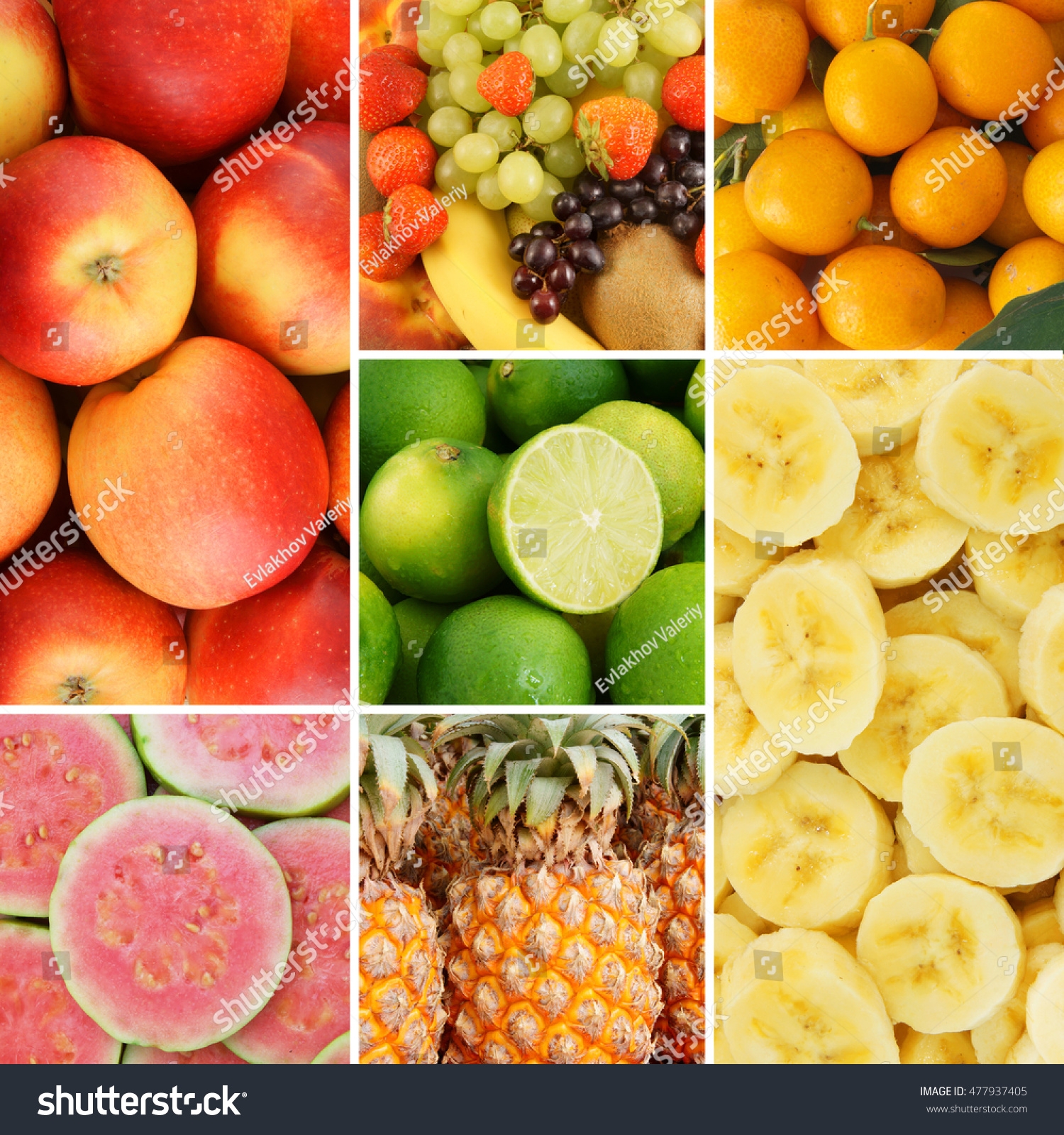 Colorful Fruit Collage Fresh Summer Fruits Stock Photo 477937405 