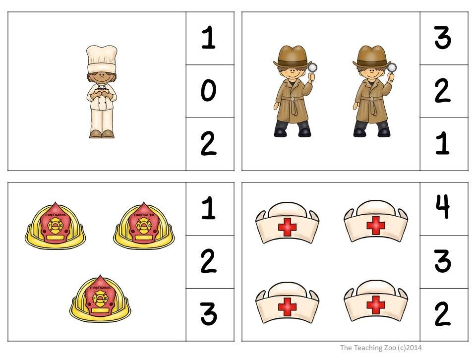 Community Helpers Count Clip Task Cards Numbers 1 30 Boom Cards 