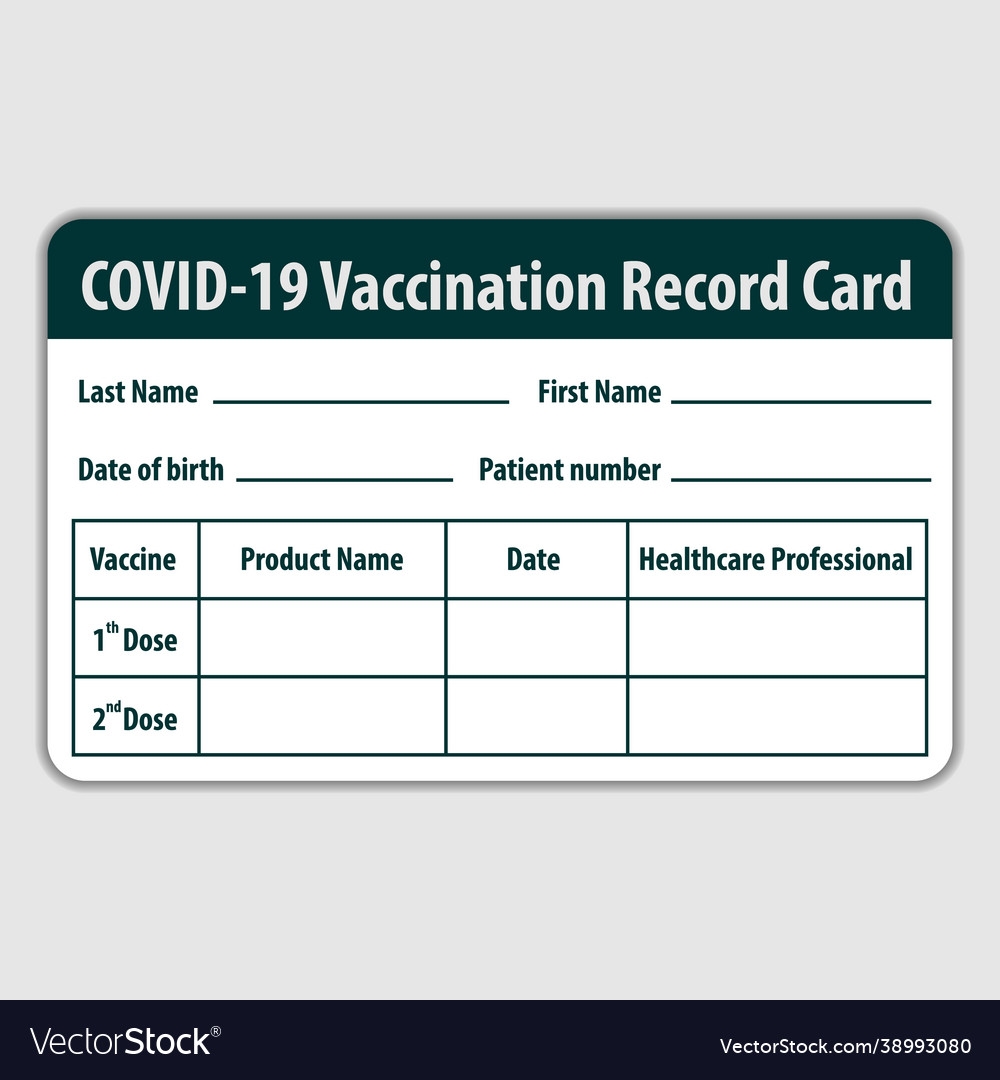 Covid19 19 Vaccination Card Mockup Template Vector Image