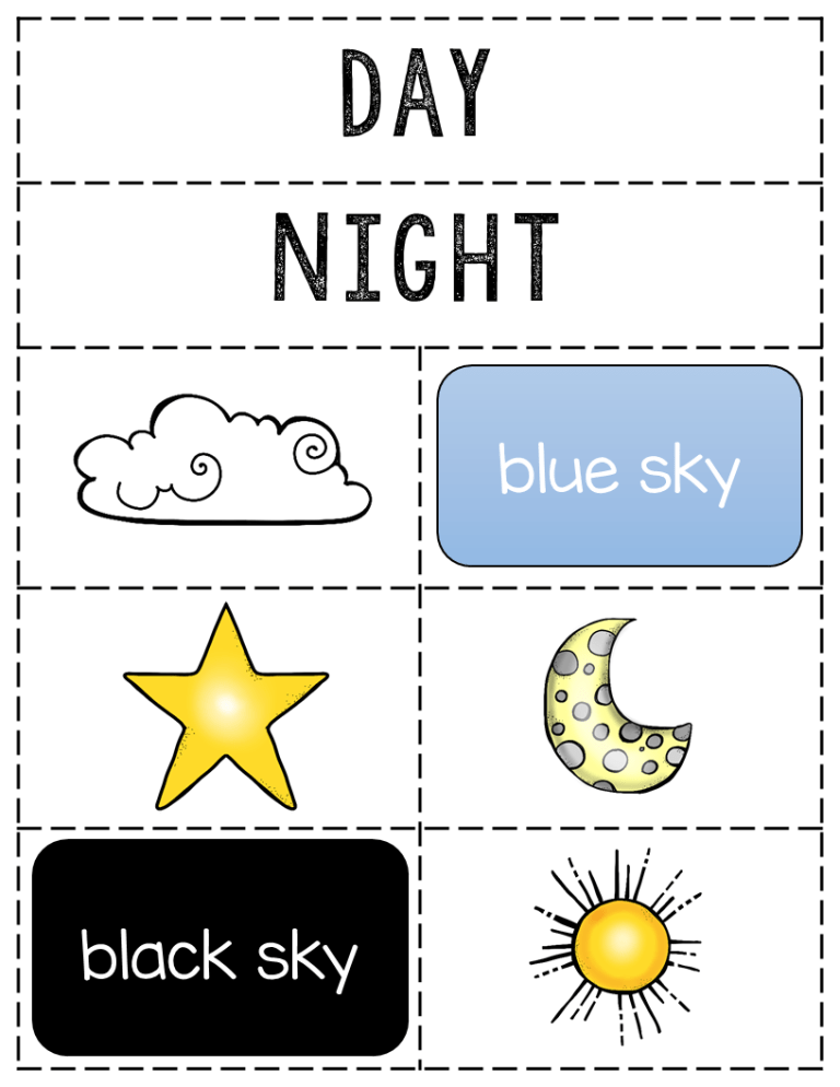 day and night sorting activity printable