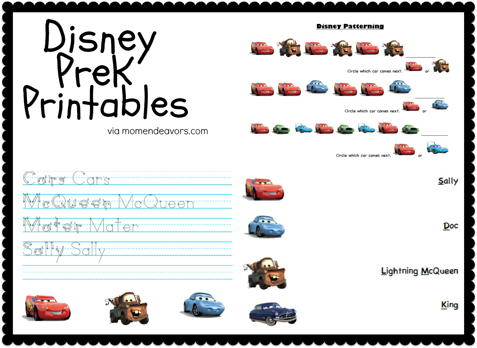 disney cars activities printables