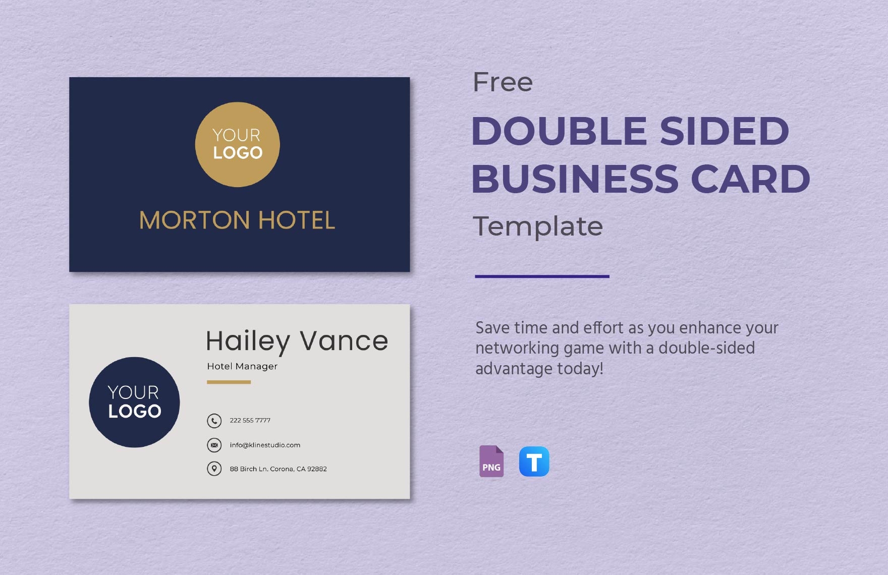 Double Sided Business Card Template Free Download Word Free Printable