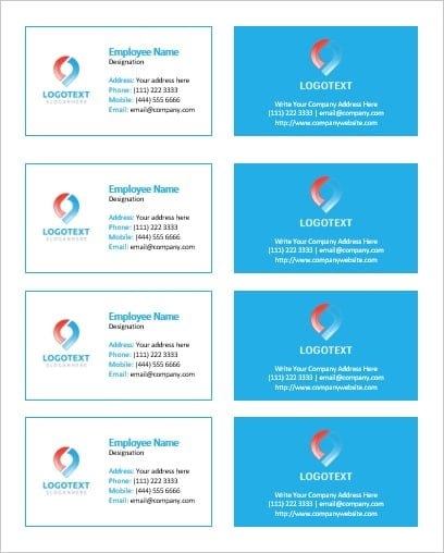 free printable business card templates front and back