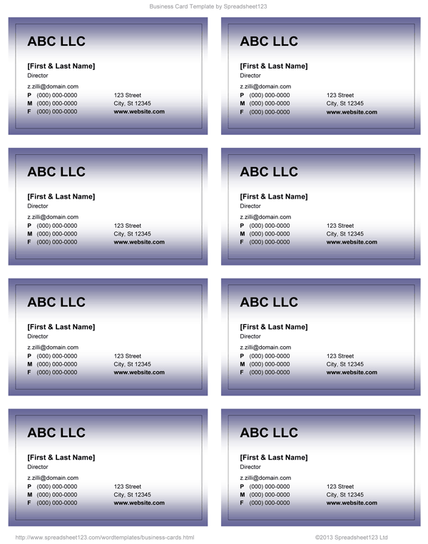 Downloadable Editable Free Printable Business Card Templates 