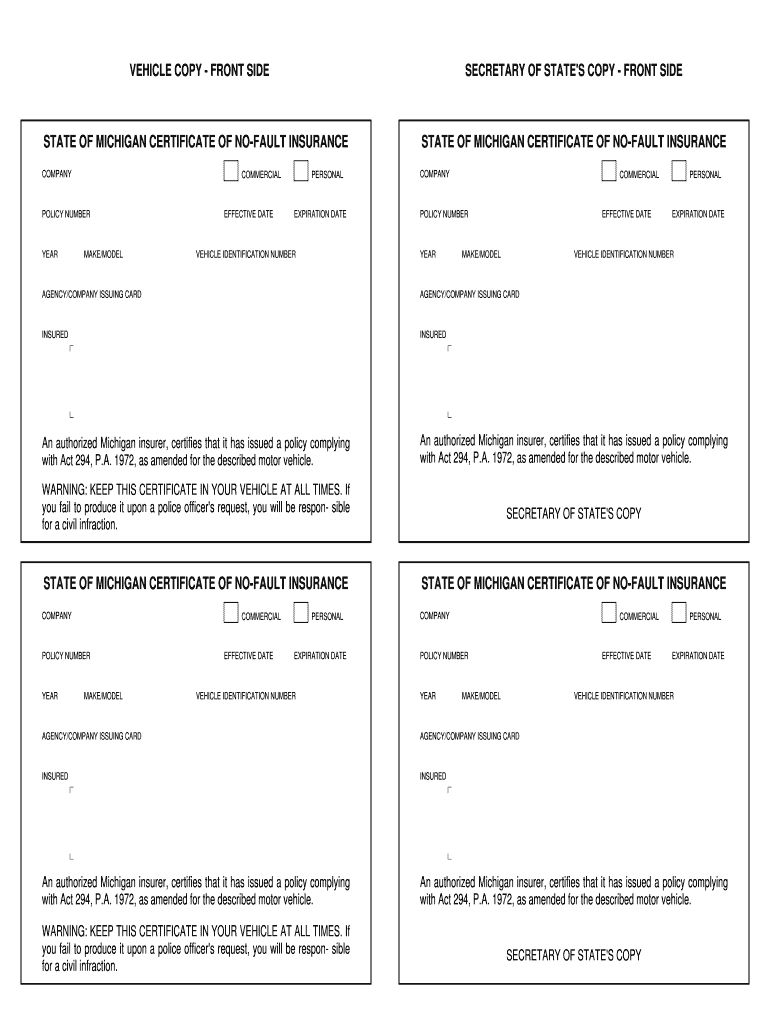 Downloadable Printable Fillable Fake Car Insurance Card Template 