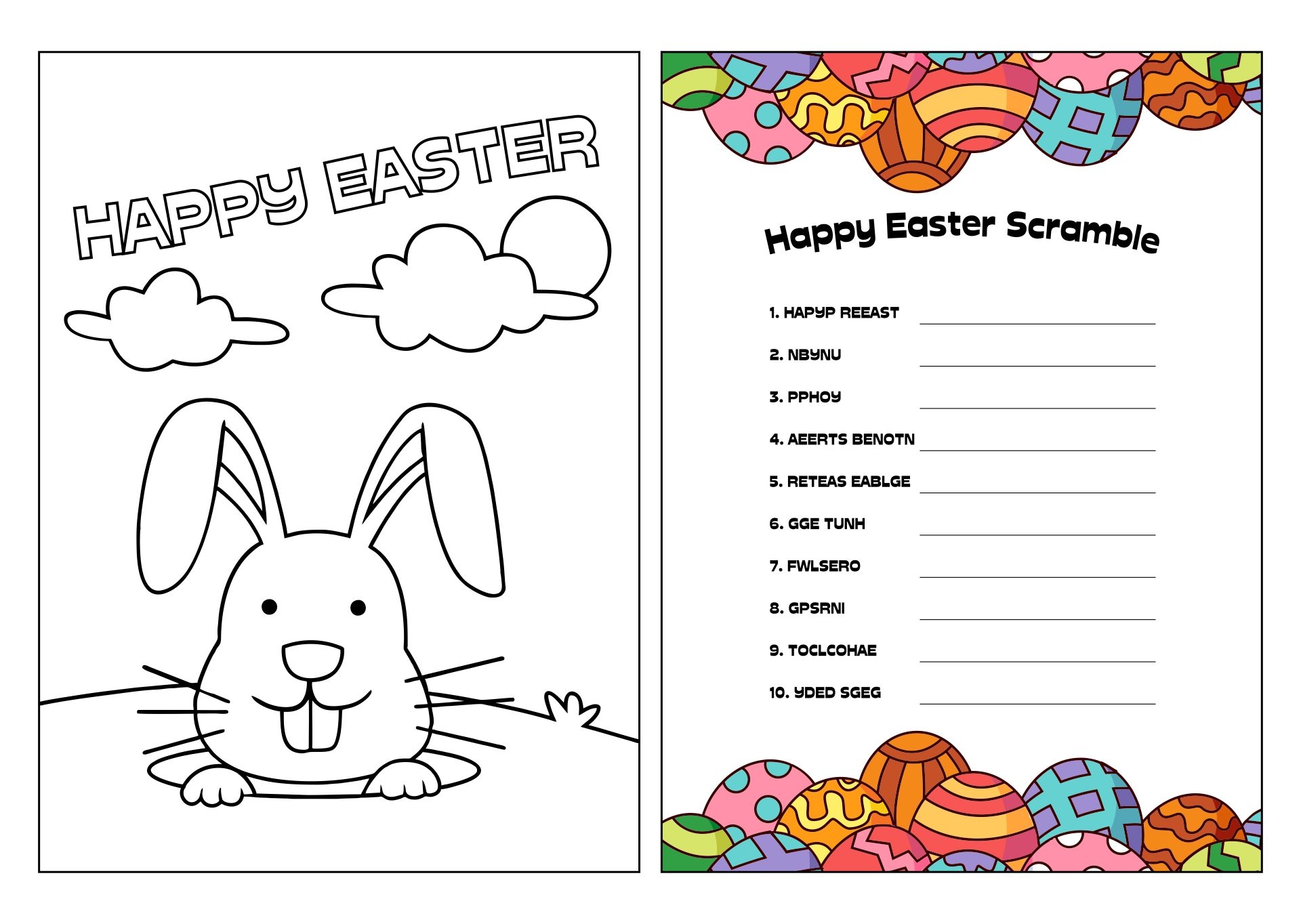 easter activities for kids printable
