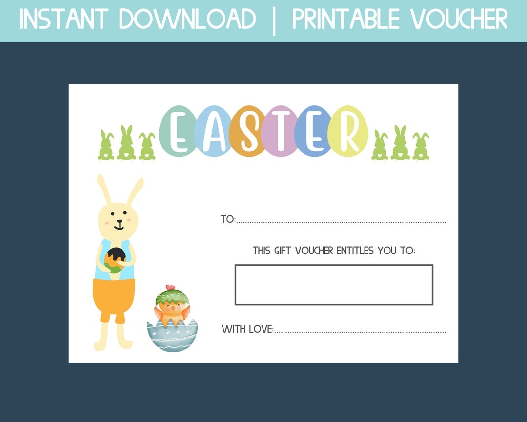 Easter Gift Certificate Instant Download Easter Gift Card Printable 