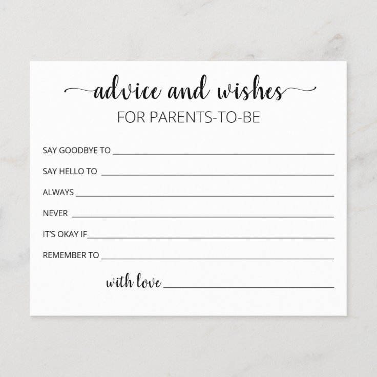 Editable Advice And Wishes For Parents To Be Card Zazzle
