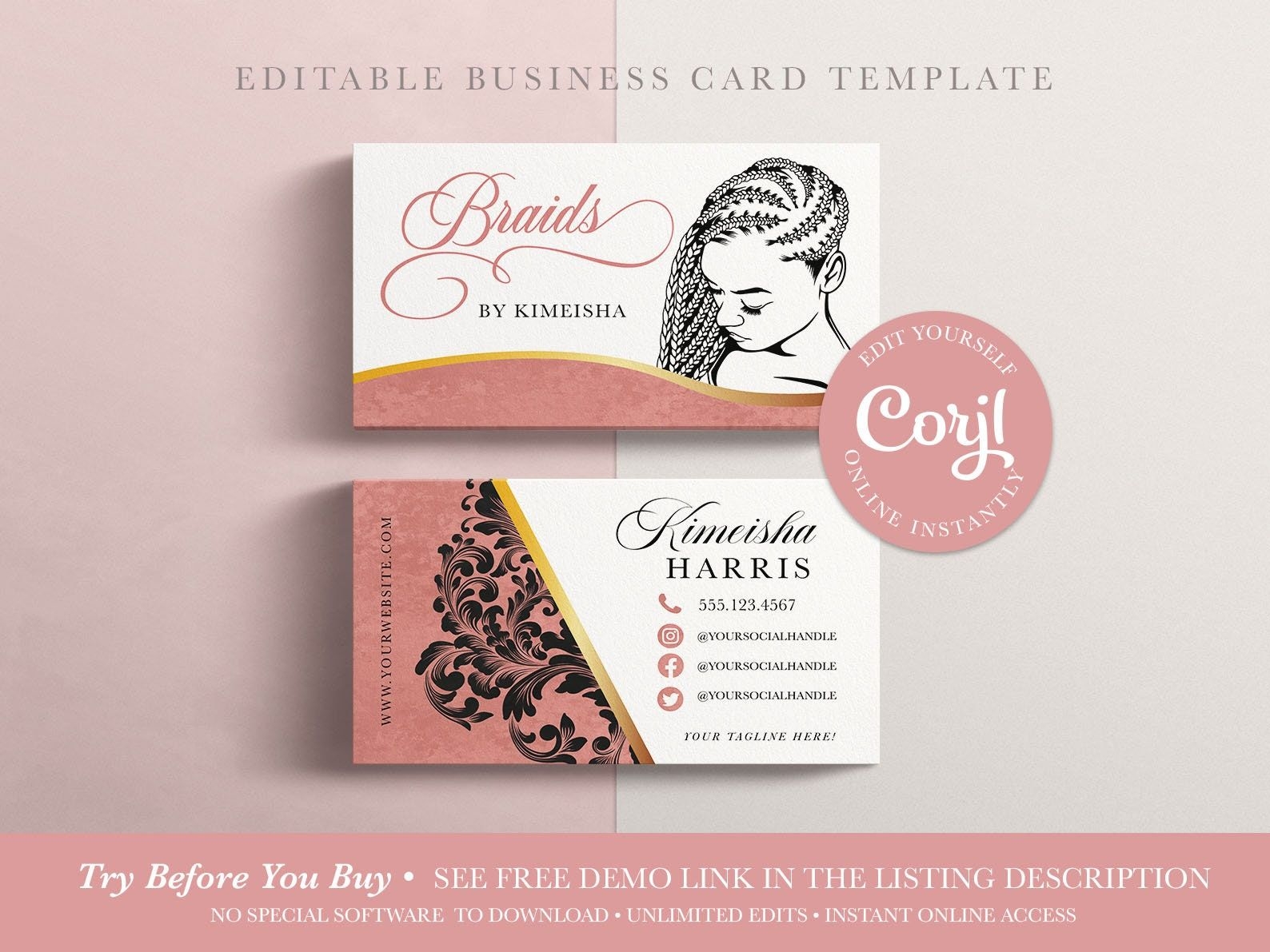 free printable hair stylist business card templates
