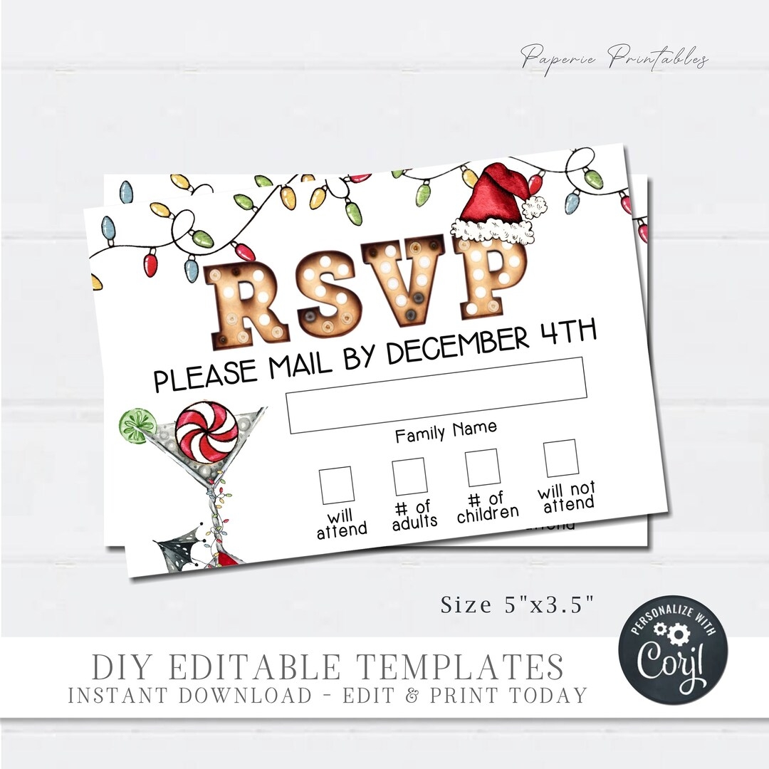 free printable christmas rsvp cards templates