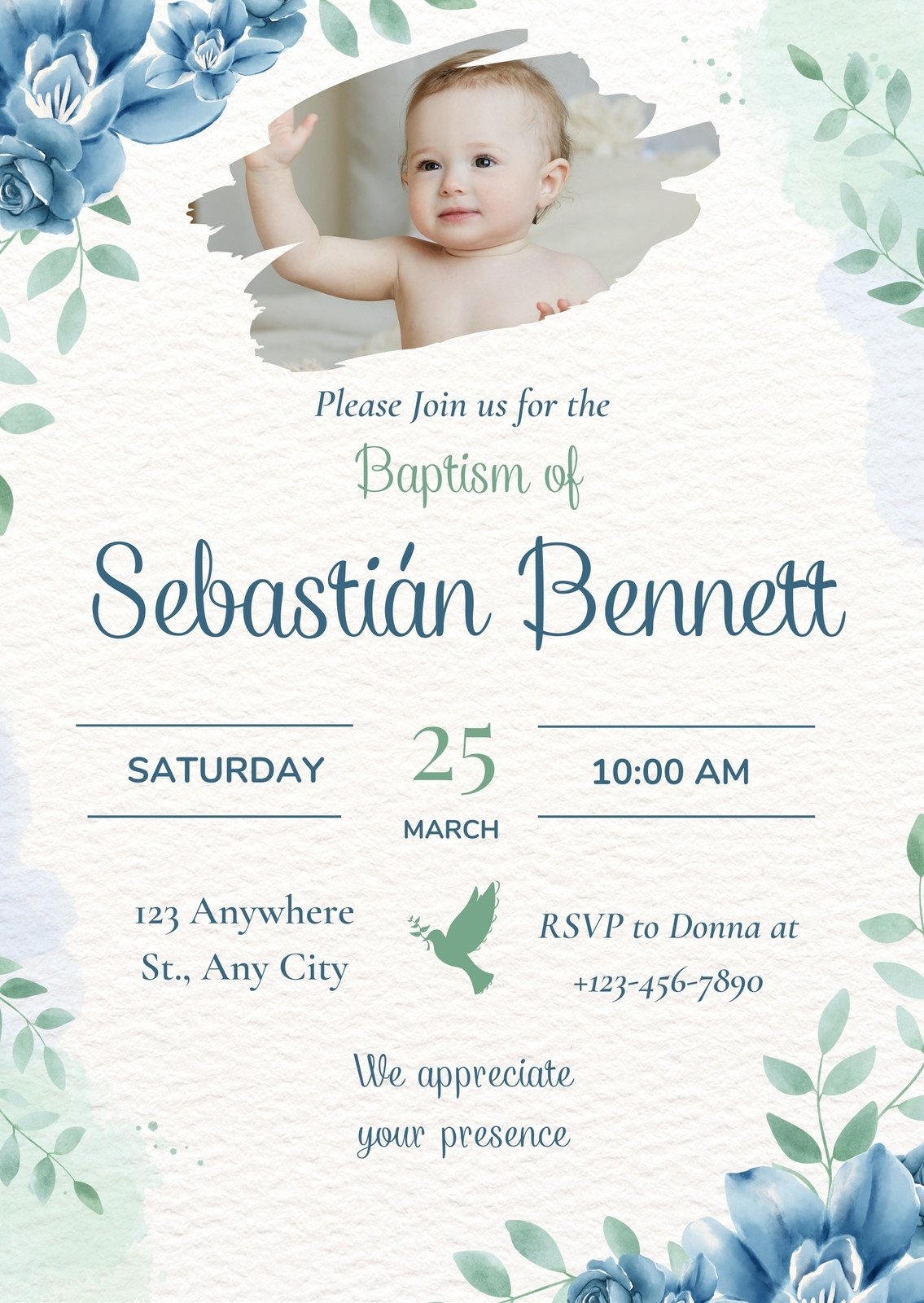 Editable Free Printable Baptism Invitations Templates FREE Printables