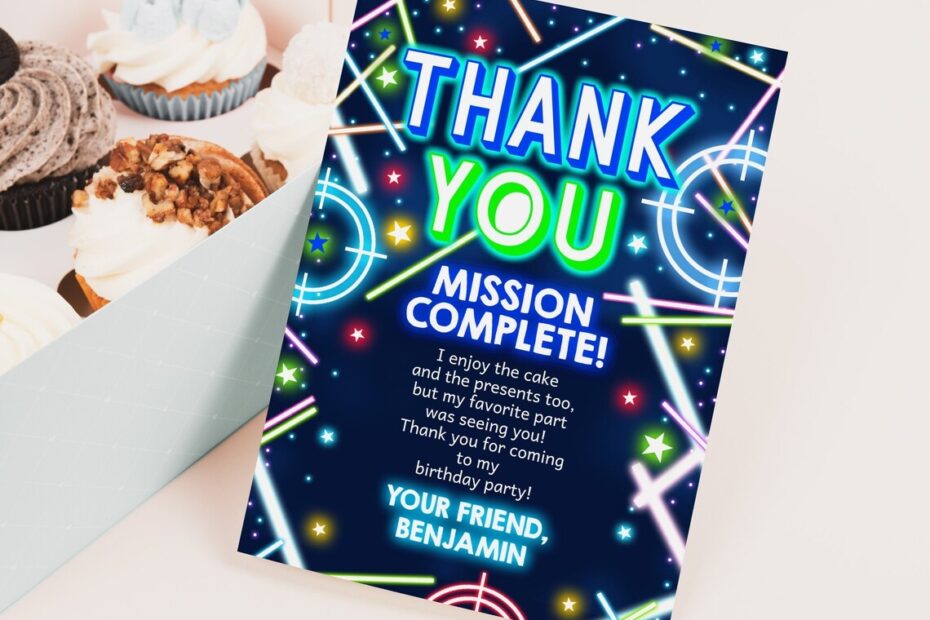 EDITABLE Laser Tag Thank You Cards Birthday Party Thank You Etsy