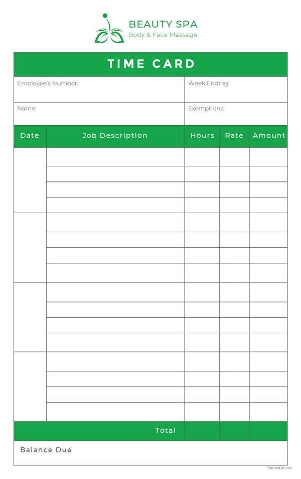 Employee Time Card Template Printable Printable Templates