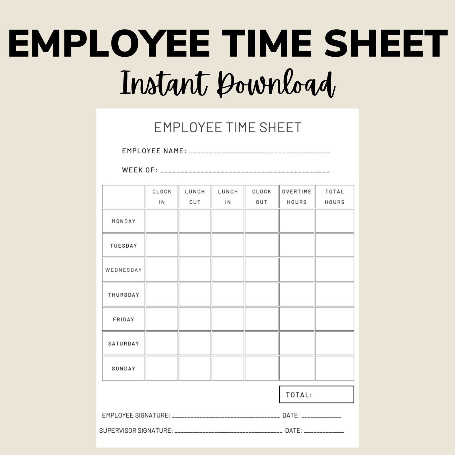 employee time card july template printable