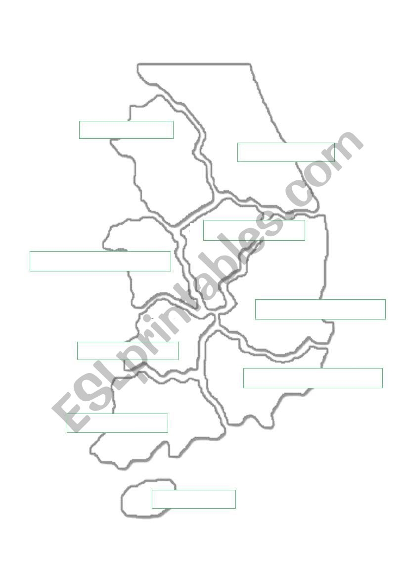 English Worksheets South Korea Province Map