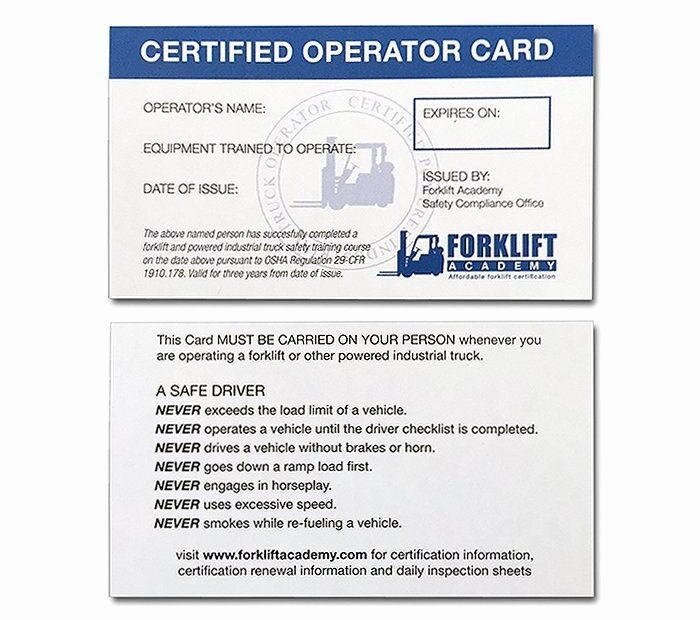 Equipment Operator Certification Card Template Beautiful Forklift