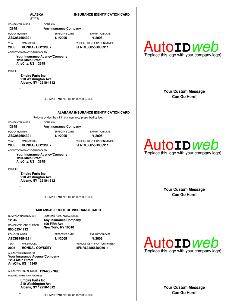 fake insurance card printable free template