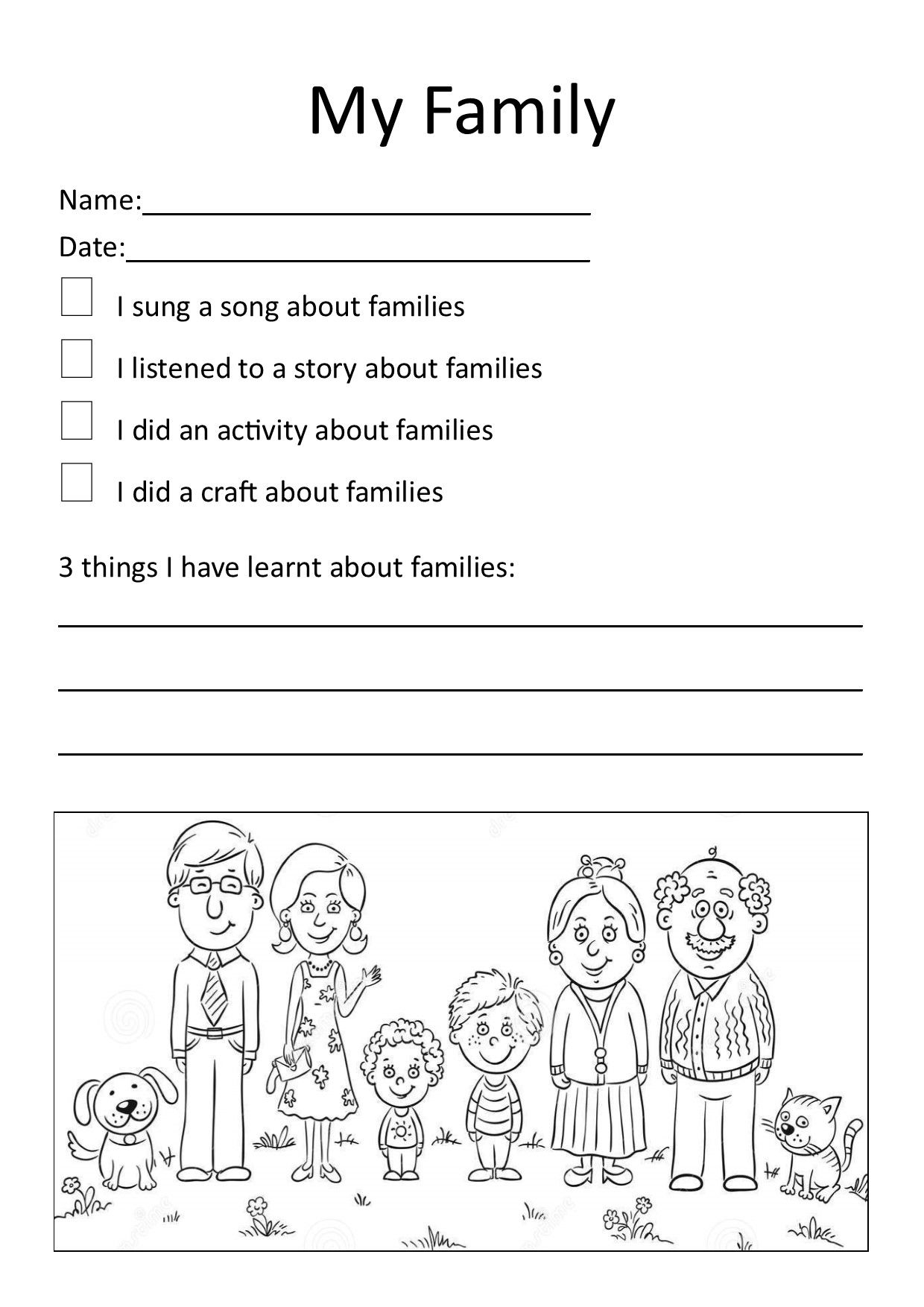 Family Printable Worksheets
