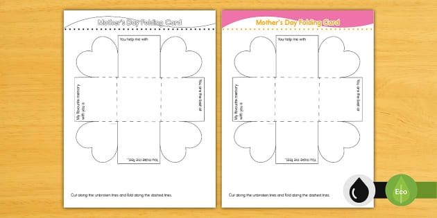Folding Mother 39 s Day Cards Printable Template teacher Made