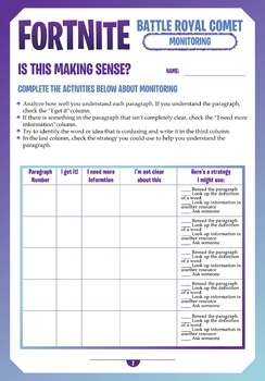 FORTNITE SUPER SIX COMPREHENSION ACTIVITY WORKSHEETS The Battle 