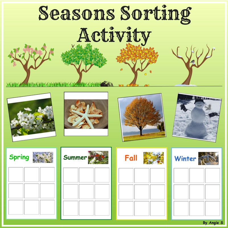 four seasons sorting activity free printable