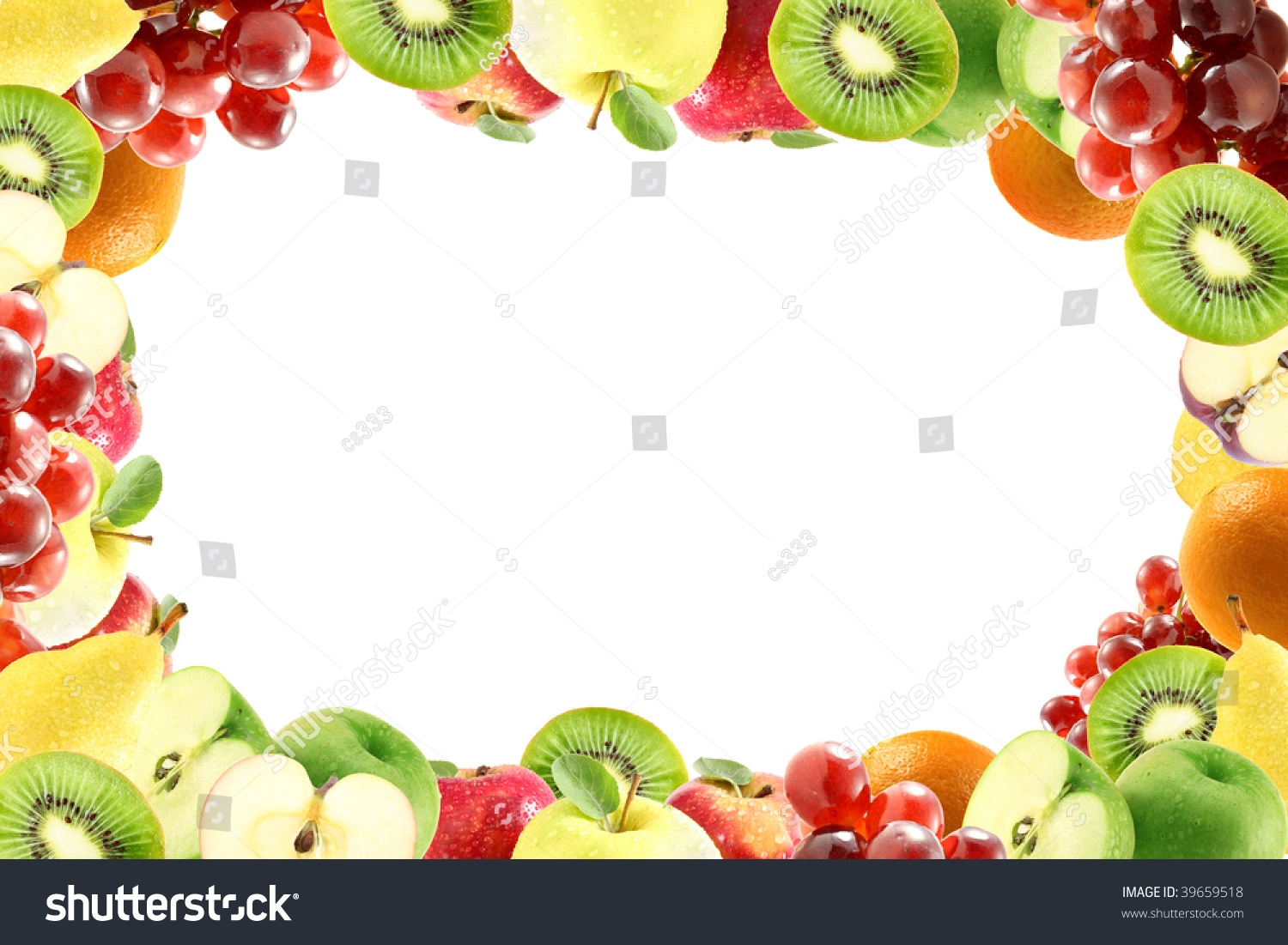 Frame Different Fruit White Background Foto Stok 39659518 Shutterstock