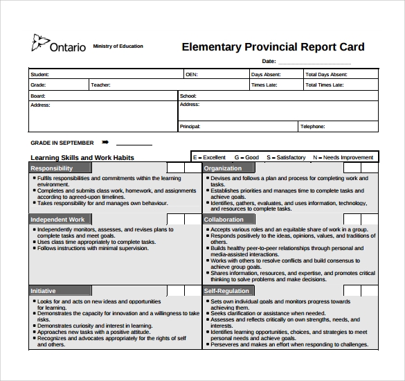 FREE 38 Sample Report Card Templates In PDF Word Excel Pages