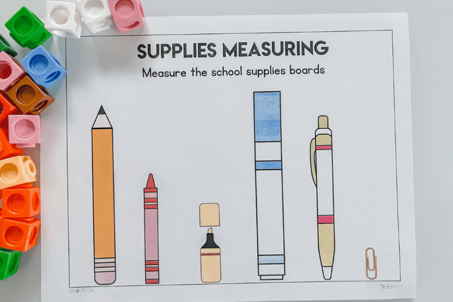FREE Back To School Worksheet Preschool Measurement Activities