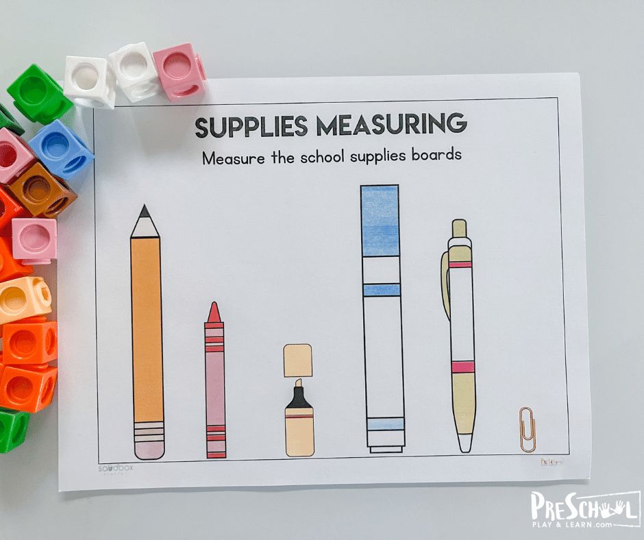  FREE Back To School Worksheet Preschool Measurement Activities