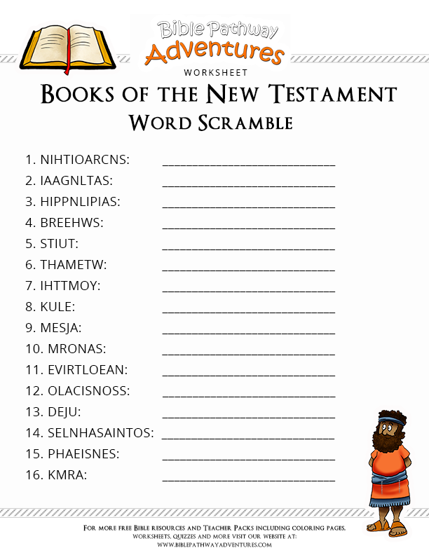 Free Books Of The Bible Worksheets For Kids