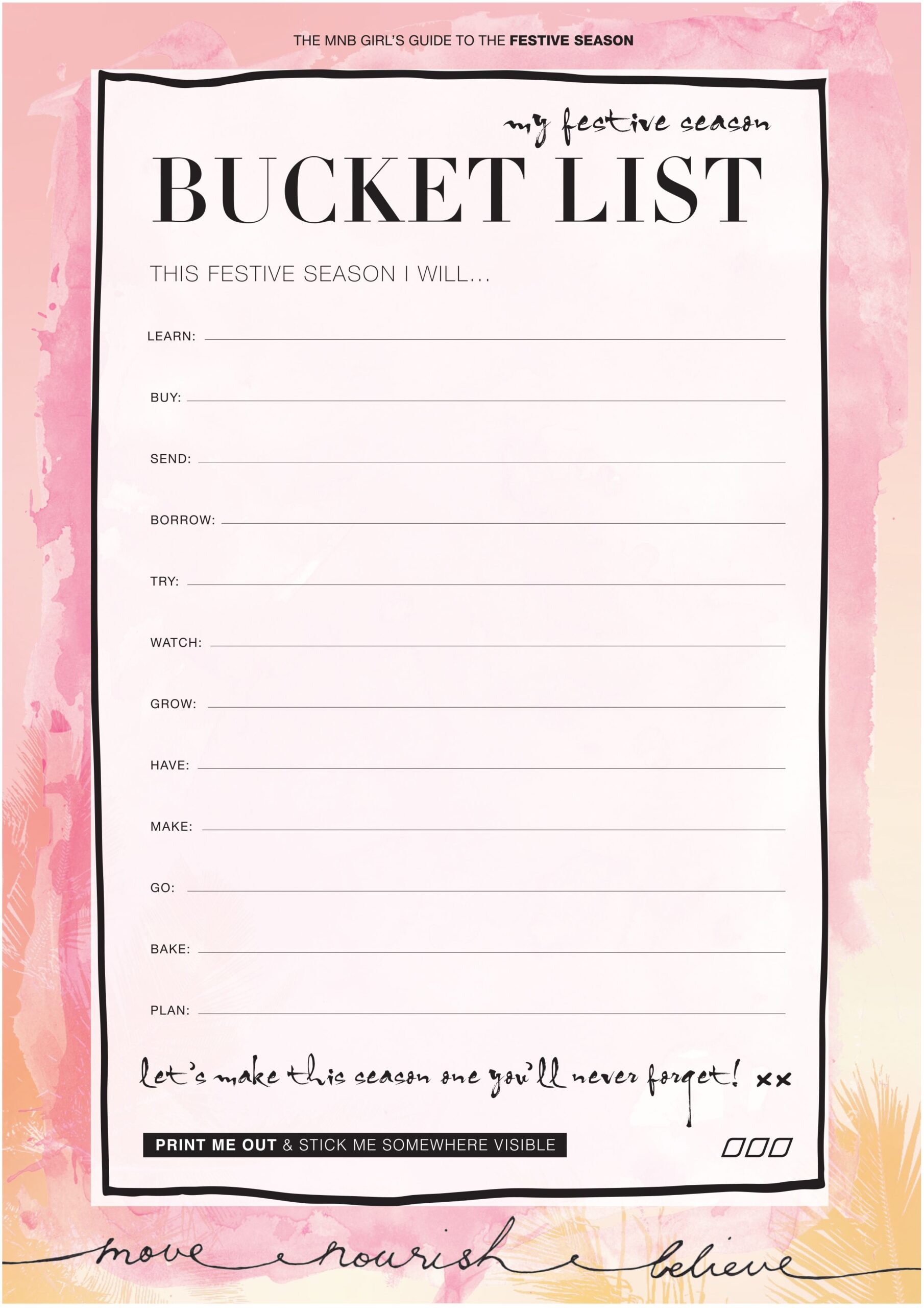 bucket list printable template business cards