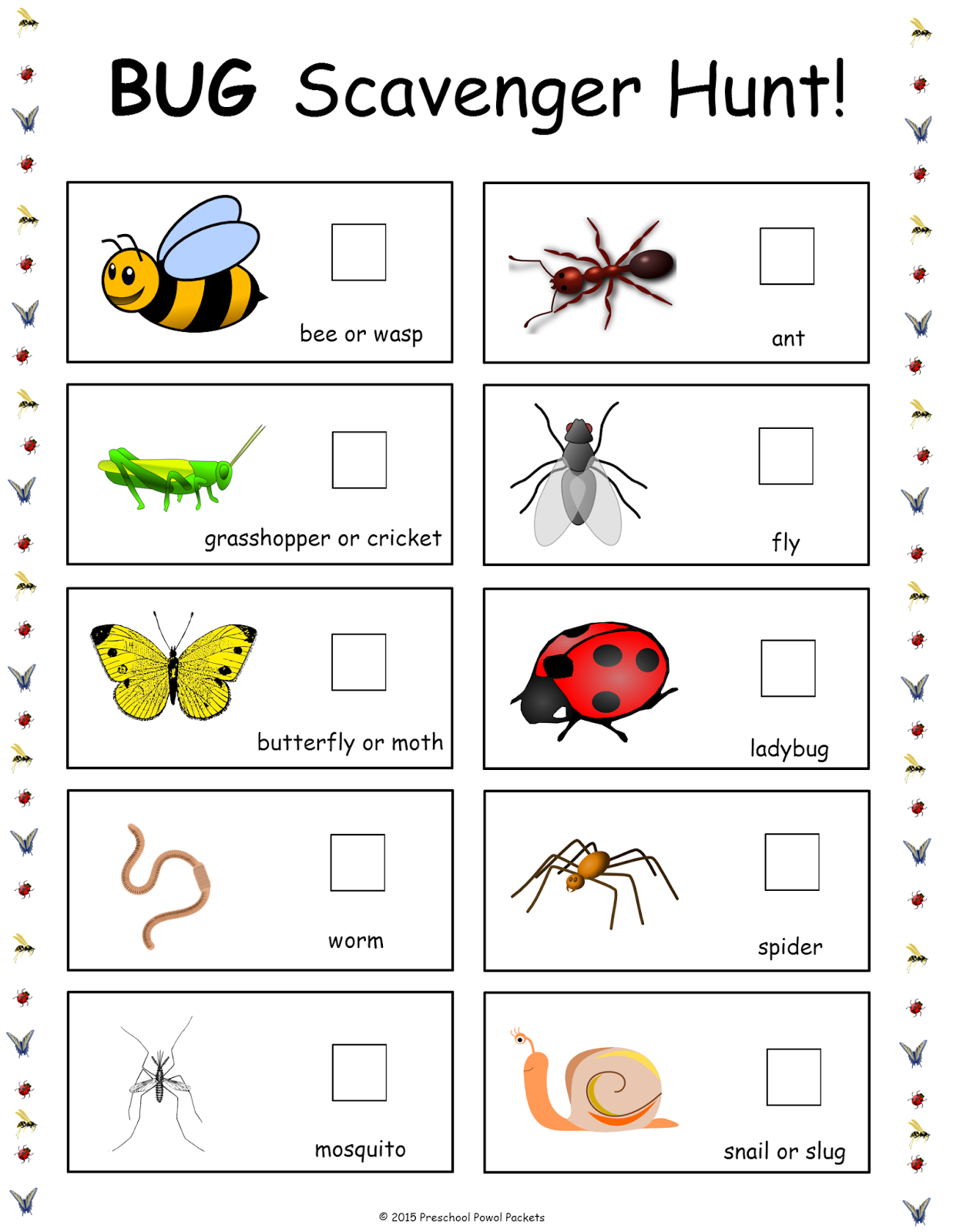 bug printable activities