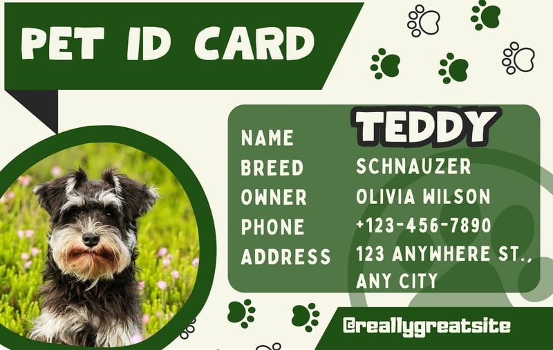 Free Custom Printable Dog ID Card Templates Canva