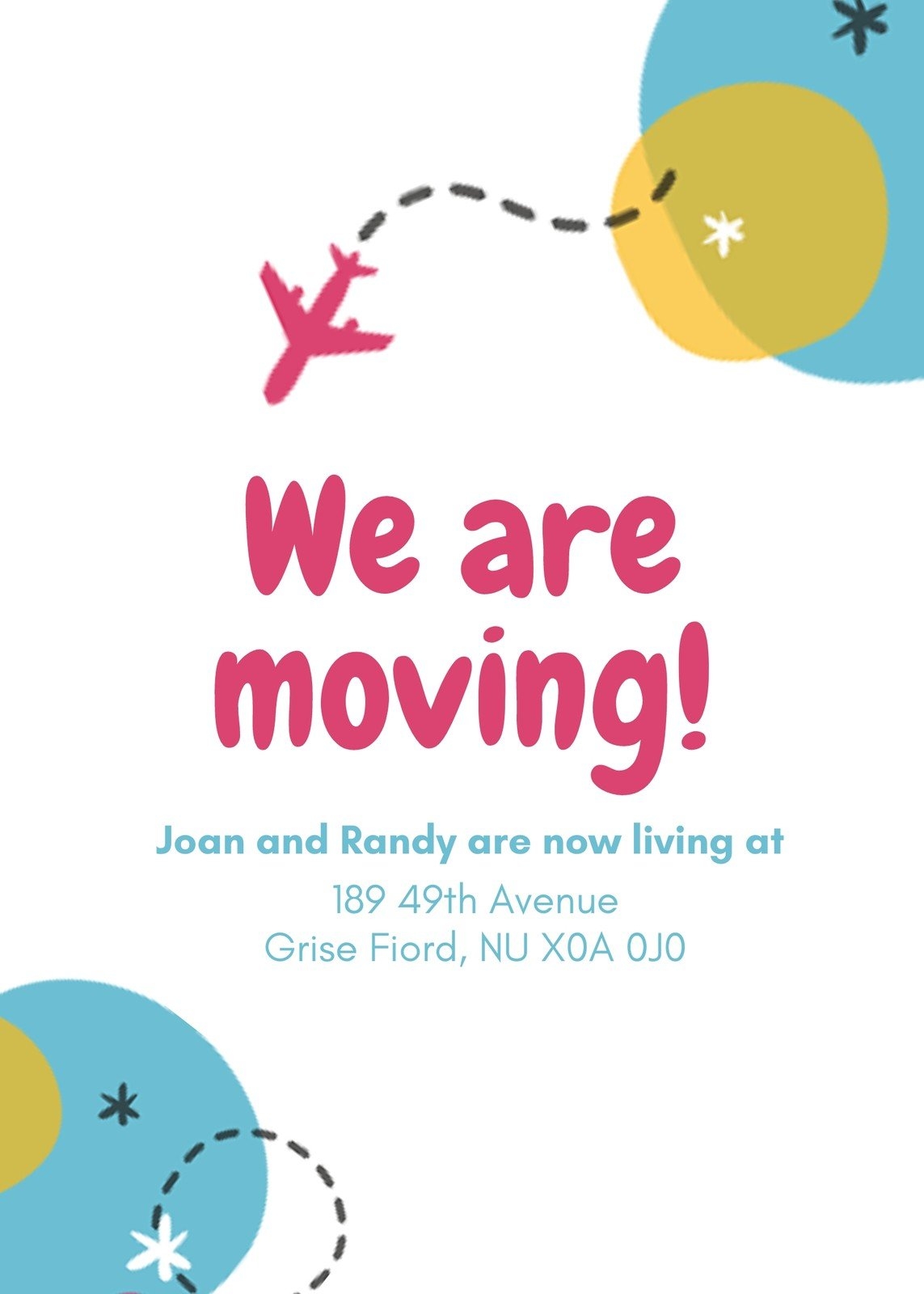 free printable moving announcement card template