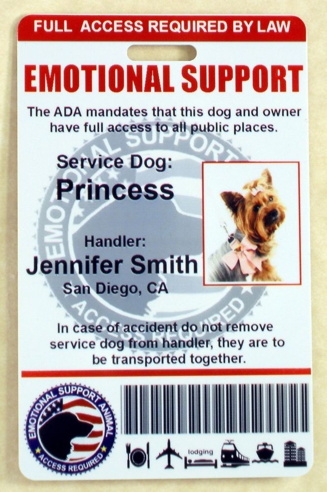 Free Emotional Support Animal Id Card Template Printable Templates