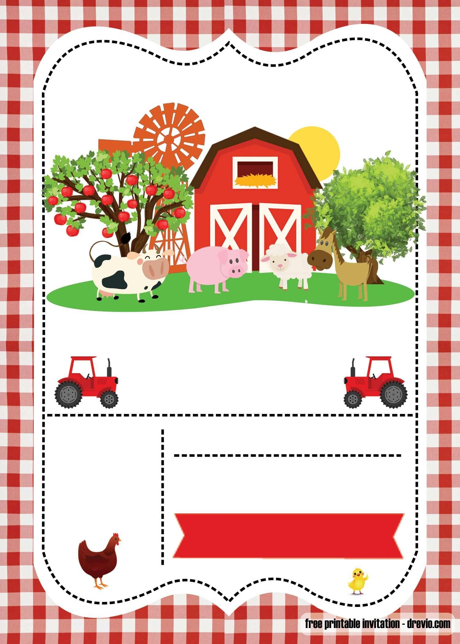 FREE Farm Party Invitation Template Printable