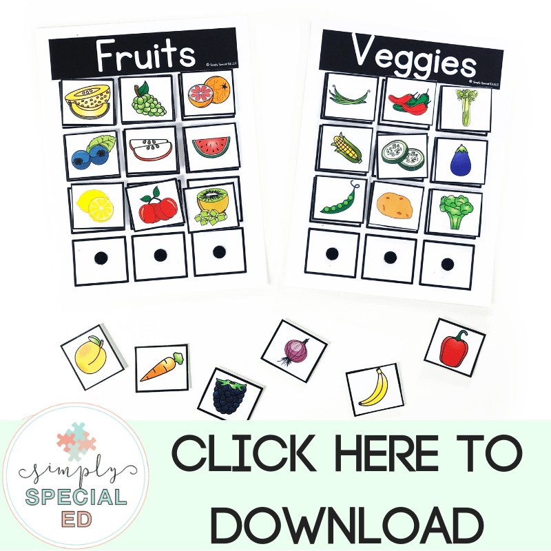 Free Fruits And Veggies Sort Simply Special Ed
