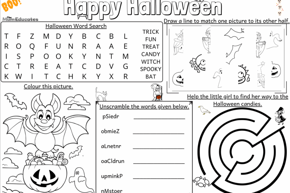FREE Halloween Activity Mat For Kids Printable The Mum Educates