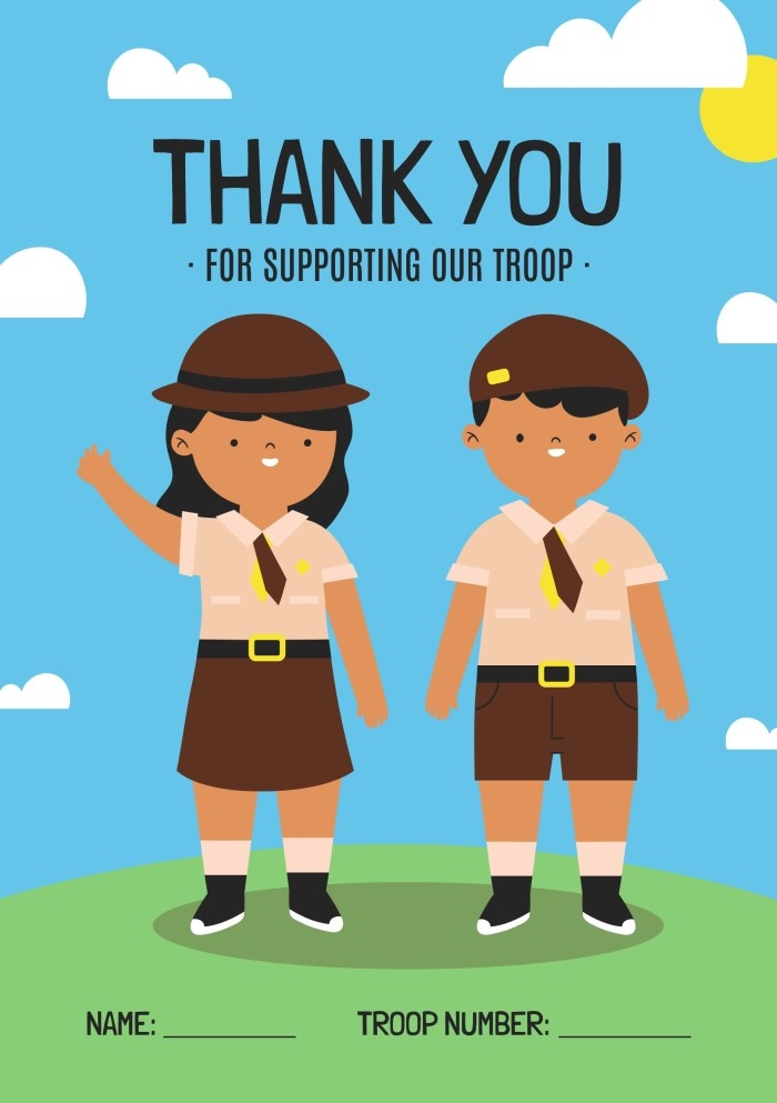 Free Hand drawn Scout Thank You Card Template