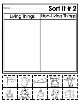 FREE Living And Non Living Things Sort Cut And Paste Worksheets 
