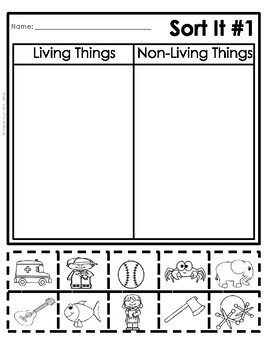FREE Living And Non Living Things Sort Cut And Paste Worksheets